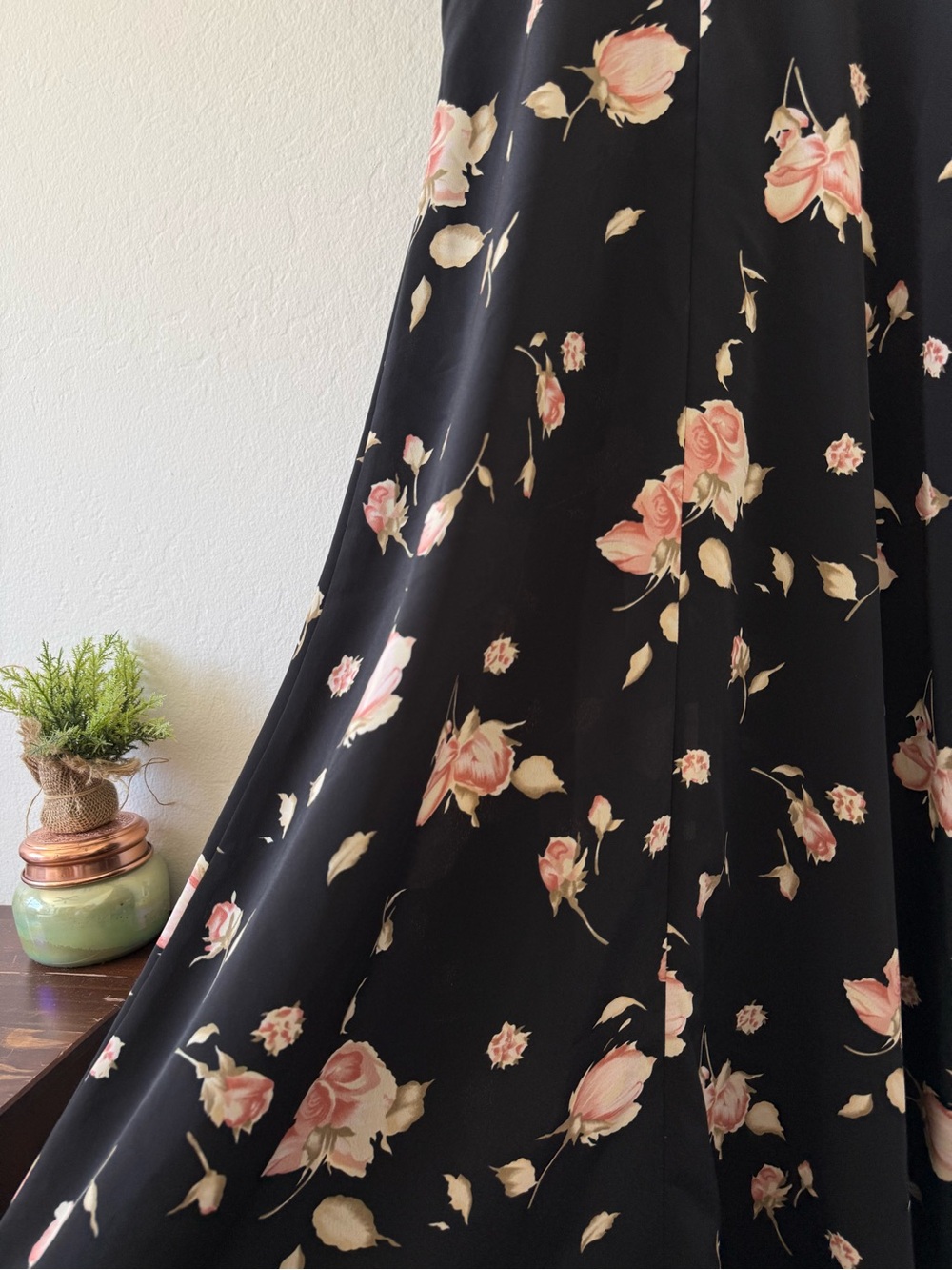 Vintage 90’s Decked Out Black Floral Maxi Dress SZ 5/6 Boho Whimsigoth - Picture 11 of 14